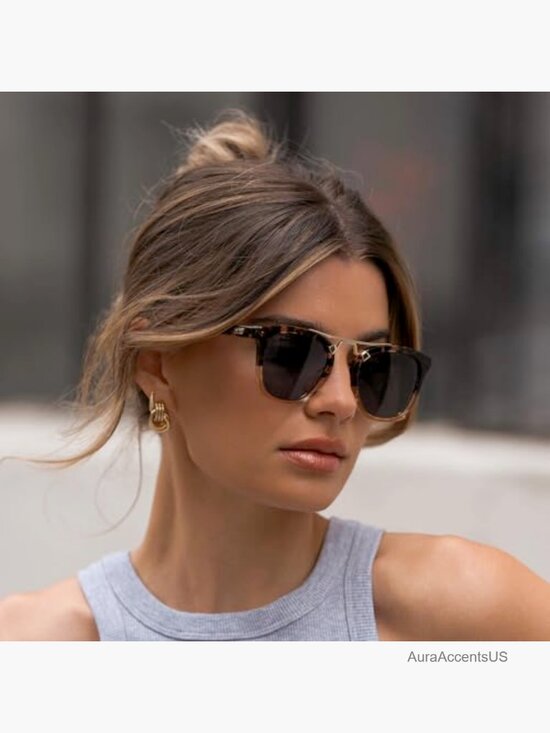 Oversized Square Polarized Sunglasses with Metal Double-Bar Bridge main image 4